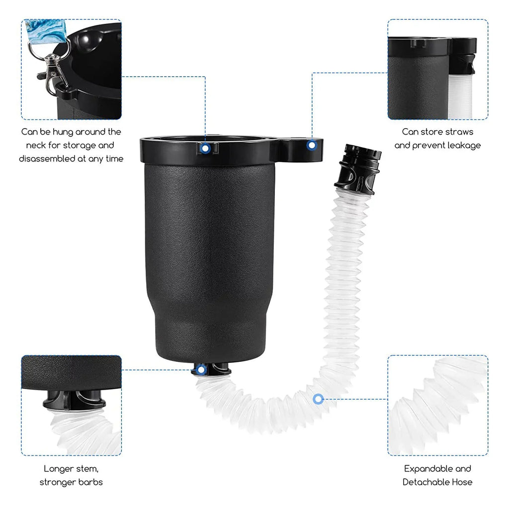 Jahy2Tech Portable Can/Bottle Cooler Cup with 2 Detachable Expandable Hose and Bottle Opener Keychain,Hose Funnel Cup for Beverage Drink, Built for Party Bottle Bottle Drinking Jet