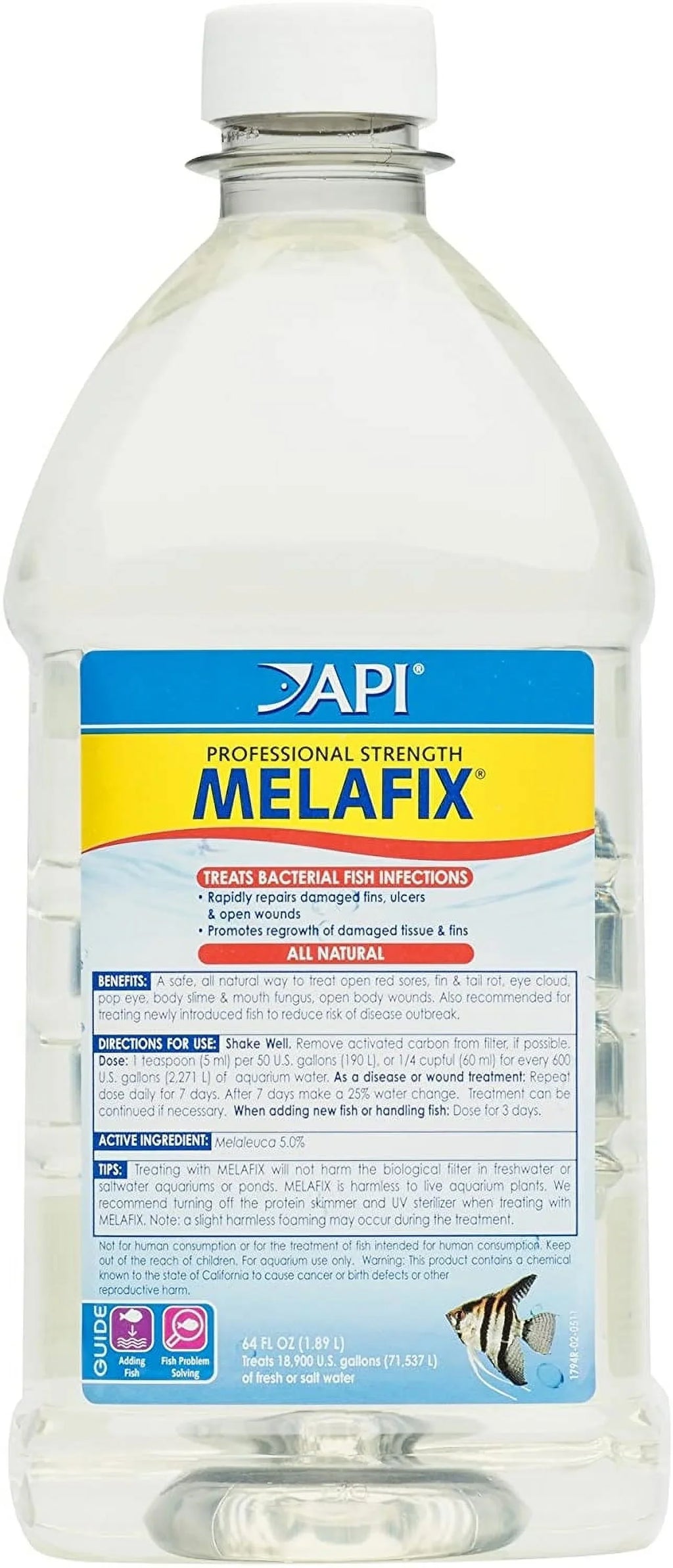 API MelaFix Treats Bacterial Infections for Freshwater and Saltwater Aquarium Fish [Aquarium Bacteria and Fungus Care, Aquarium Supplies] 128 oz (2 x 64 oz)