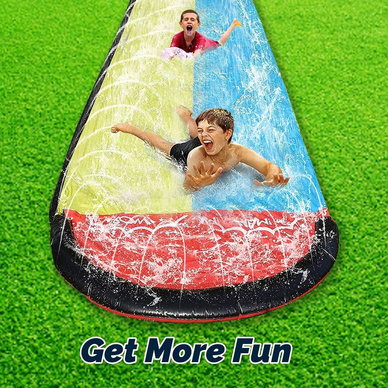 Vivazy 15.5ft Summer Backyard Quality Plastic Smooth Slick , Water Slides Inflatable Crash Pad