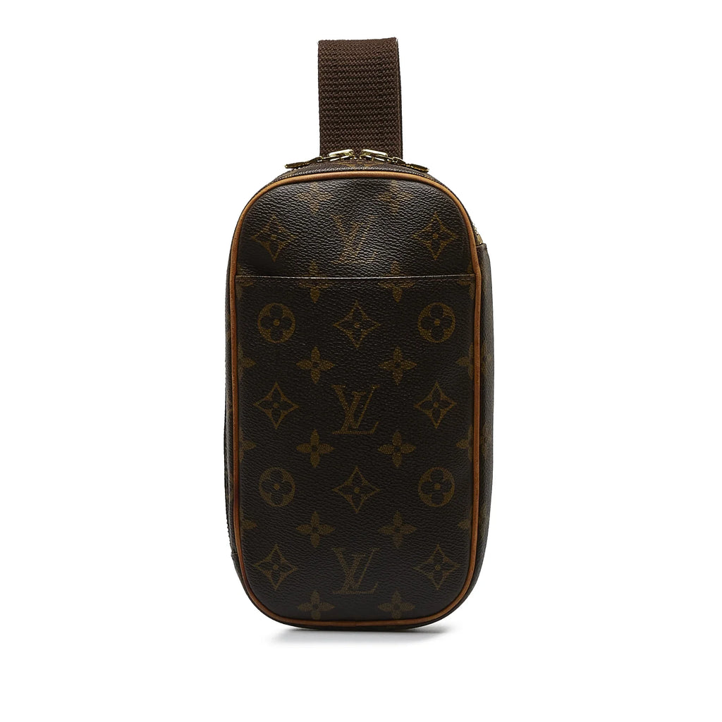 Pre-Owned Authenticated Louis Vuitton Monogram Pochette Gange Canvas Brown Crossbody Bag Unisex (Good)