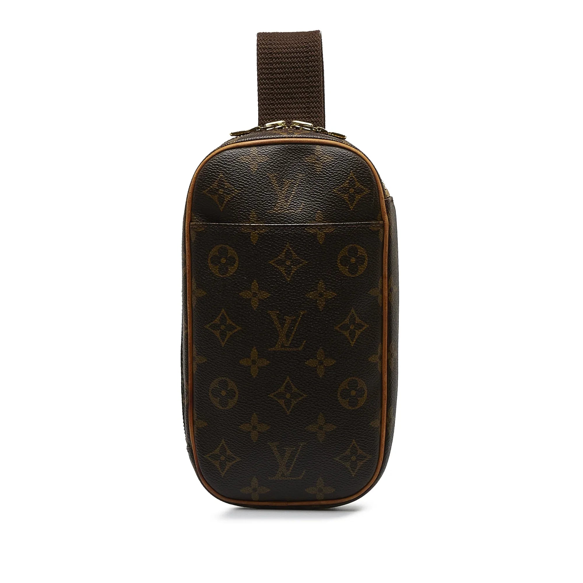 Pre-Owned Authenticated Louis Vuitton Monogram Pochette Gange Canvas Brown Crossbody Bag Unisex (Good)