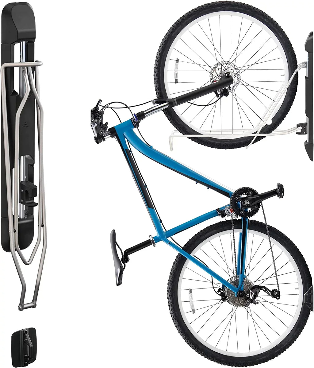 Superior Essentials Vertical Bike Rack - Easy to Hang and Detach, 180-Degree Swivel Swing, Foldable Bike Wall Mount - Maximize Your Garage Space with Our Top-Notch Bike Hangers for Garage Jet