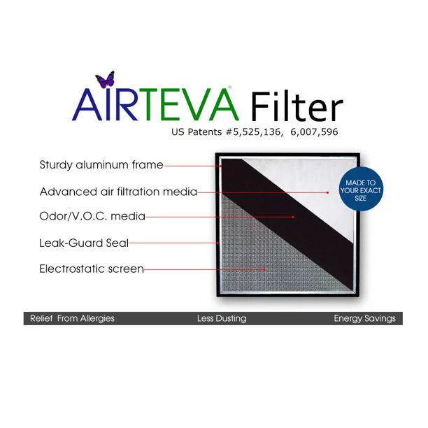 Airteva AC, Furnace Filter With (1) Biosponge Plus Replacement Pad (20 X 20 x 1) Actual Size: 19 1/2 x 19 1/2 x 3/4"
