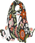 Hyjoy Cute White Rabbits Flowers Leaves Long Silk Neck Scarf Mass Shawl Wrap Scarves for Women Girls