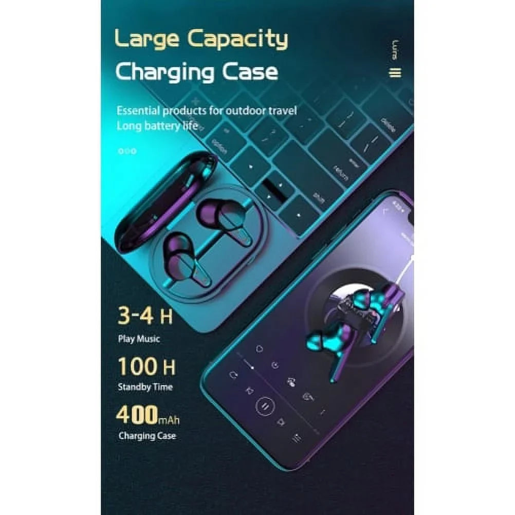 Wireless TWS Earphones for Amazon Fire Max 11 (2023) - Earbuds Headphones True Stereo Headset Hands-free Mic Charging Case Compatible With Amazon Fire Max 11 (2023) Tablet
