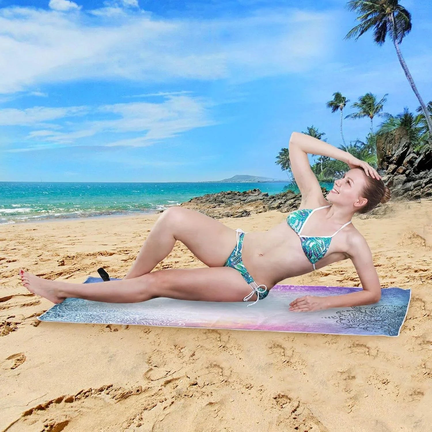 Bestwell Purple Mandala's Beach Towel - Load Compact Oversized Travel Towels - Super Absorbent Quick Dry Towel for Swimming Camping Holiday（156）