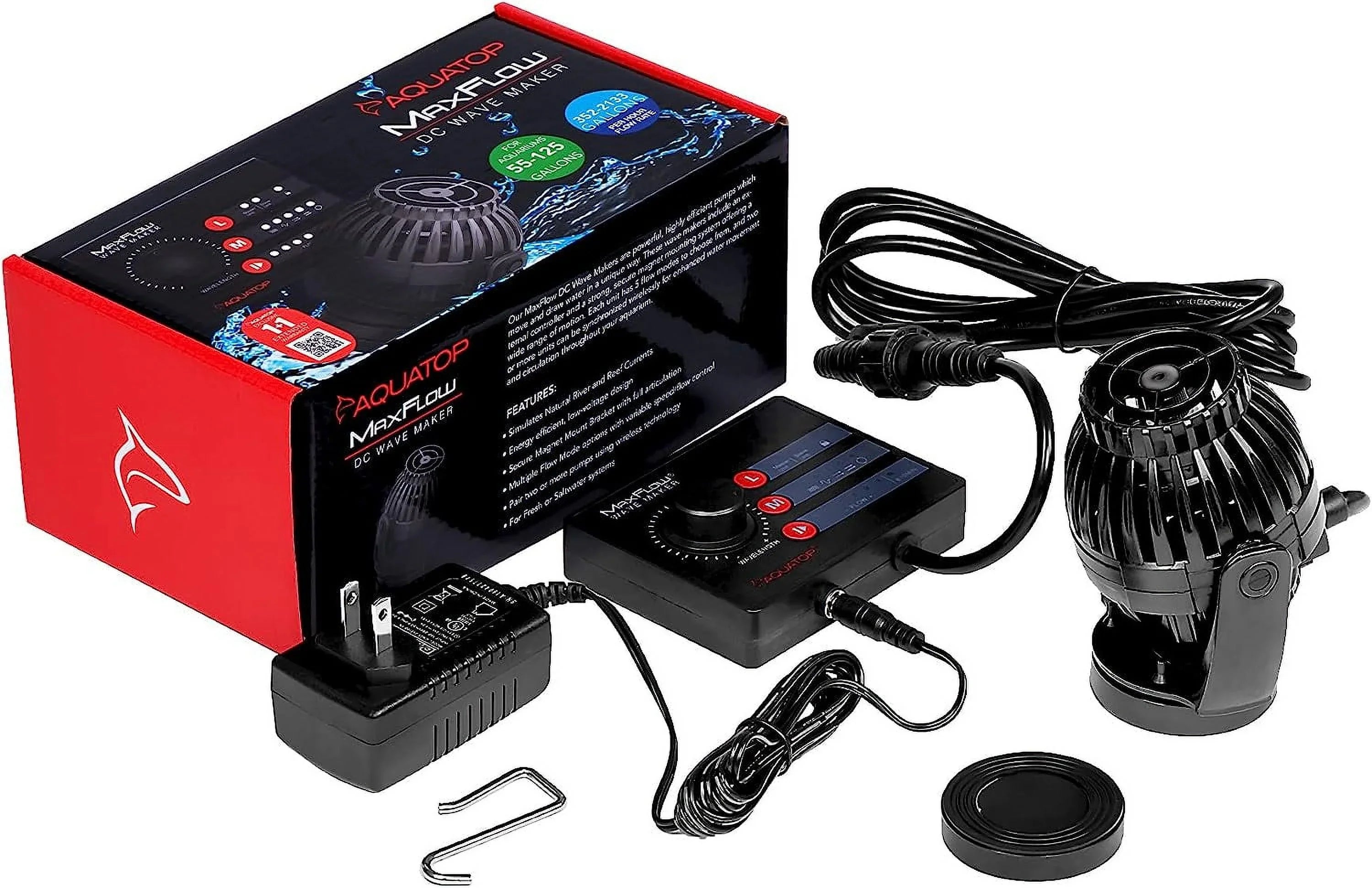 Maxflow DC Wavemaker Pump With Controller, 2,113 GPH – Fits 55-125 Gallon Tanks, Safe For Salt & water Aquariums, Wirelessly Connect 2 Or More Units, Aquarium Pump, MWV-2000