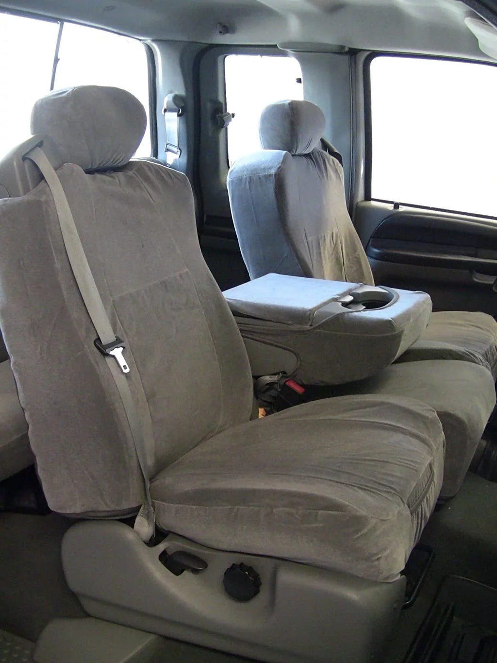F83 2001-2008 Ford F250-550 40/20/40 Split Seat With Opening Center Console NEW in Gray Velour
