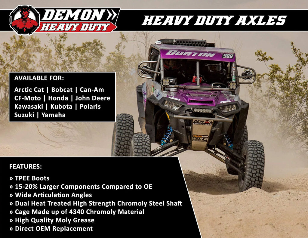 Demon Powersports Rear Left Heavy Duty Lift Kit Axle (2013-21) Can Am Outlander/Renegade, Unique Boot On Terrain for Heat Reduction, Larger Angles for 6” SUPER ATV Lift Kit (Gen2) / 6” CATVOS Lift Kit