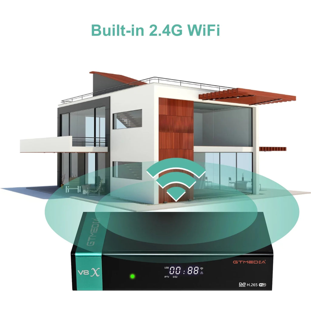 GTMEDIA V8X LA DVB-S/S2X Signal Receiver MU3 IKS Set Box SCART OUT CA Card Slot Built-in WiFi H.265 Digital TV Receptor