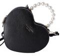 Kate Spade Love Shack Pearl Crossbody Purse Ebony Leather Heart KF516