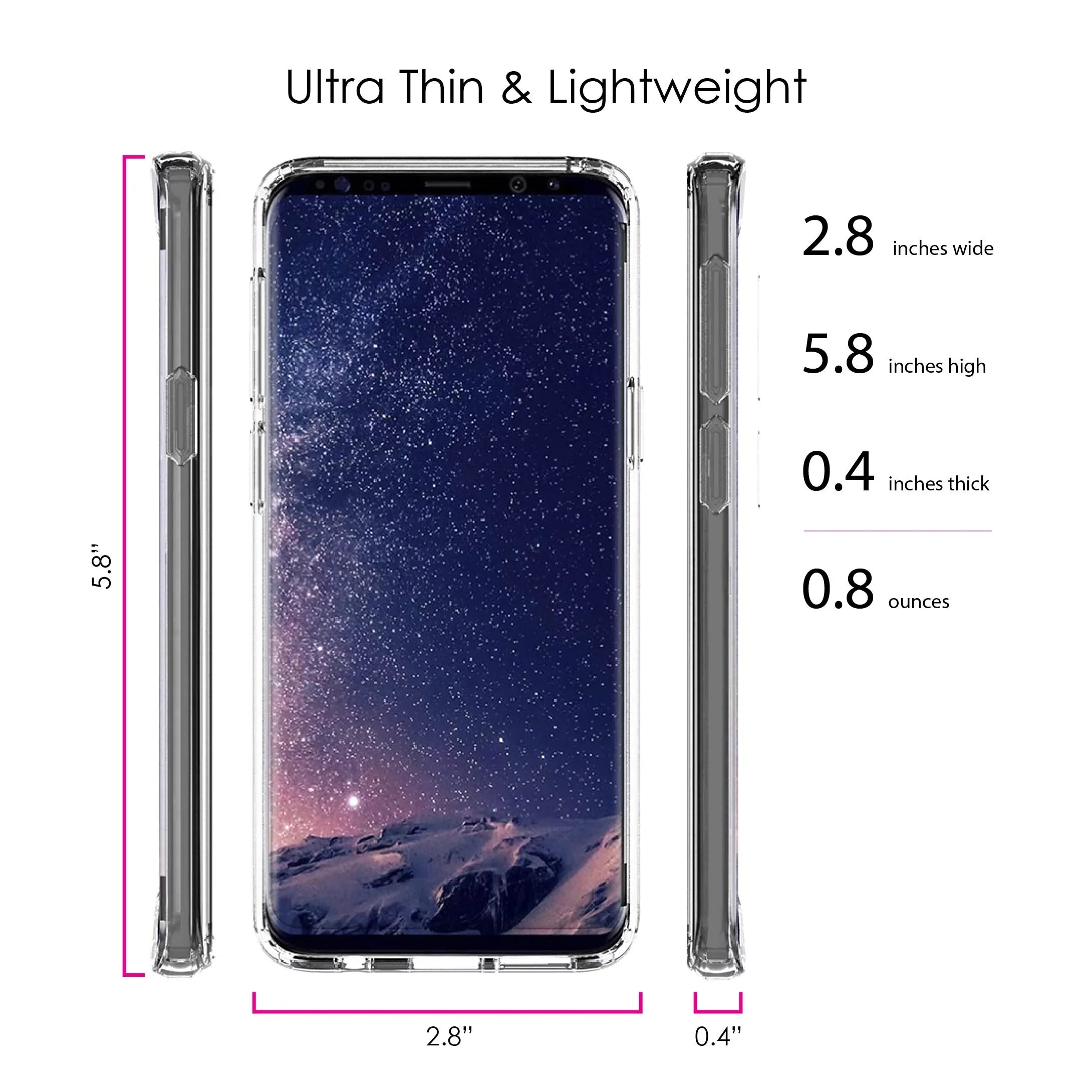 DistinctInk Clear Shockproof Hybrid Case for Galaxy S9 (5.8" Screen) - TPU Bumper, Acrylic Back, Tempered Glass Screen Protector - Faith, Hope & Love - Cross & Leaves