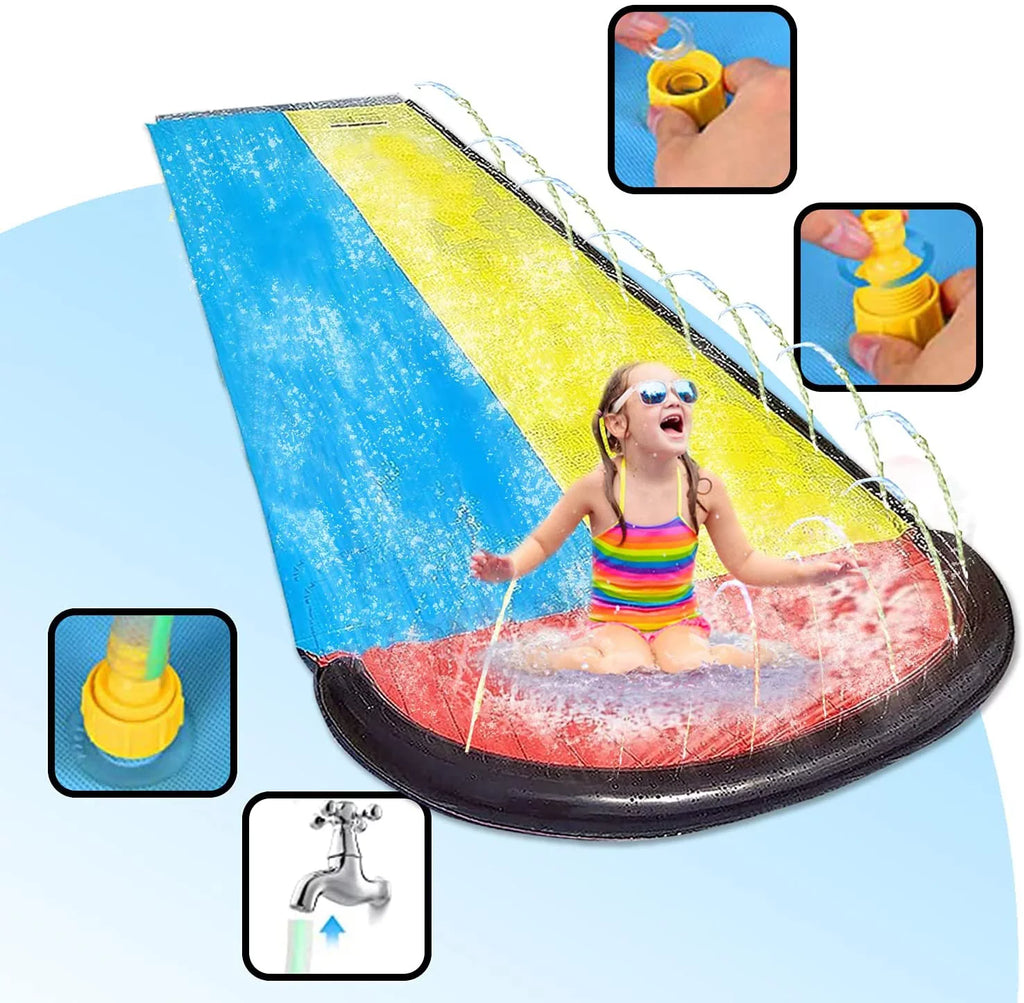 Vivazy 15.5ft Summer Backyard Quality Plastic Smooth Slick , Water Slides Inflatable Crash Pad