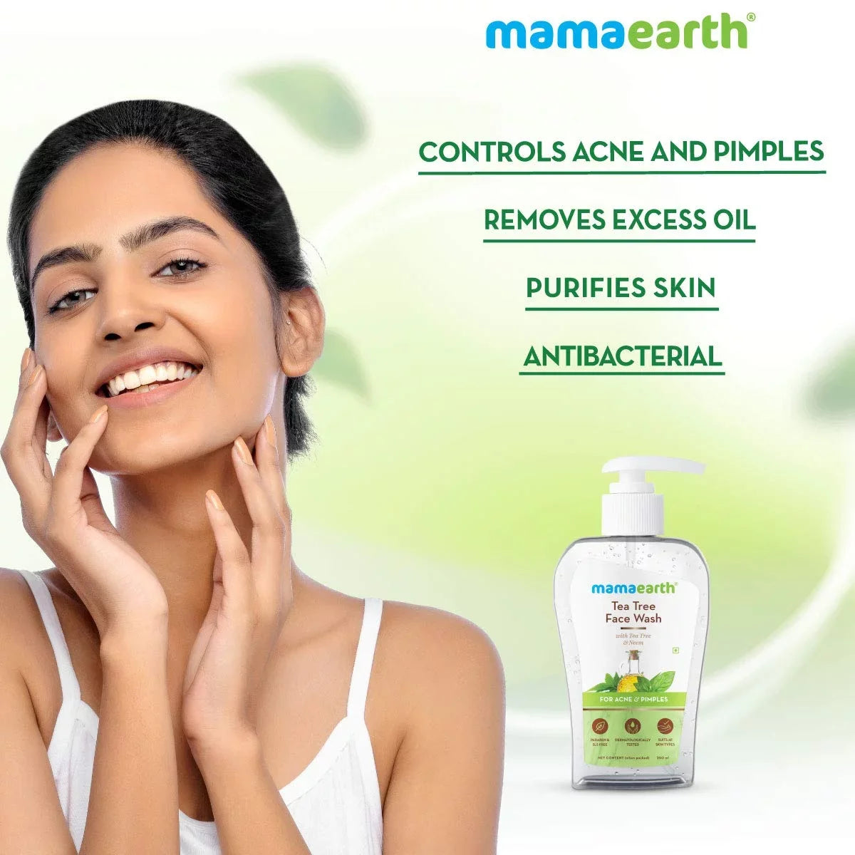 Mamaearth Tea Tree Face Wash with Neem for Acne & Pimples 250ml for Cleansing