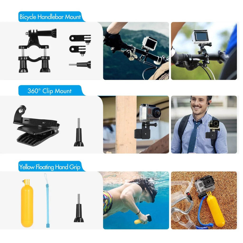 Anself Action Accessories Kit Sports Accessories Set with Waterproop Housing Silicone Protective Case Selfie Stick Various Mount Bracket and More Replacement for GoPro Hero 109 Jet with