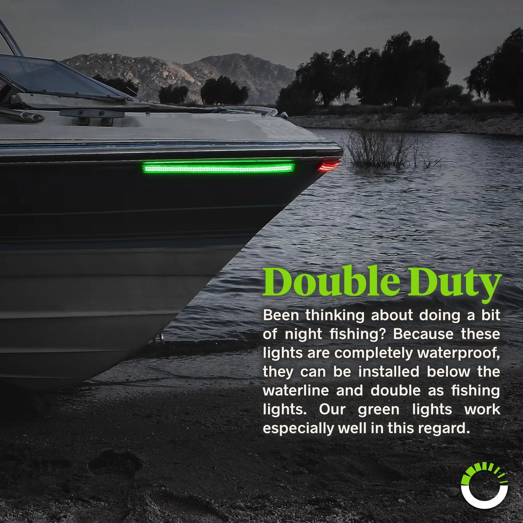 Red Green 132 LED 2-Row Marine Navigation Light Strip Kit for Kayak Pontoon Boat