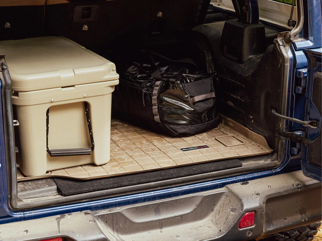 WeatherTech Cargo Trunk Liner with Bumper Protector compatible with 2007-2014 FJ Cruiser - Behind 2nd Row Seating With Bumper Protector, Ebony