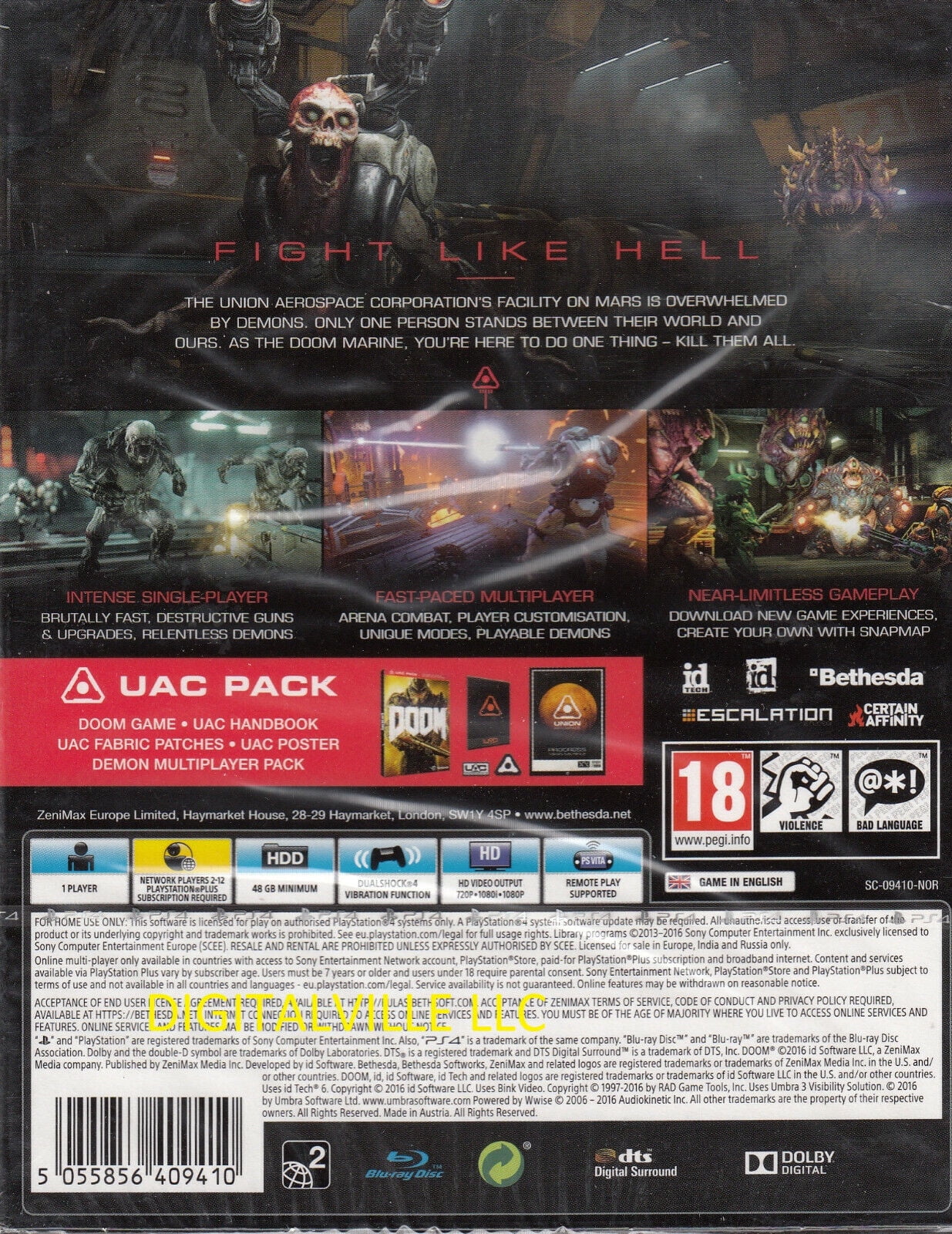 Doom PlayStation 4 PS4 with UAC Pack Brand New Factory Sealed