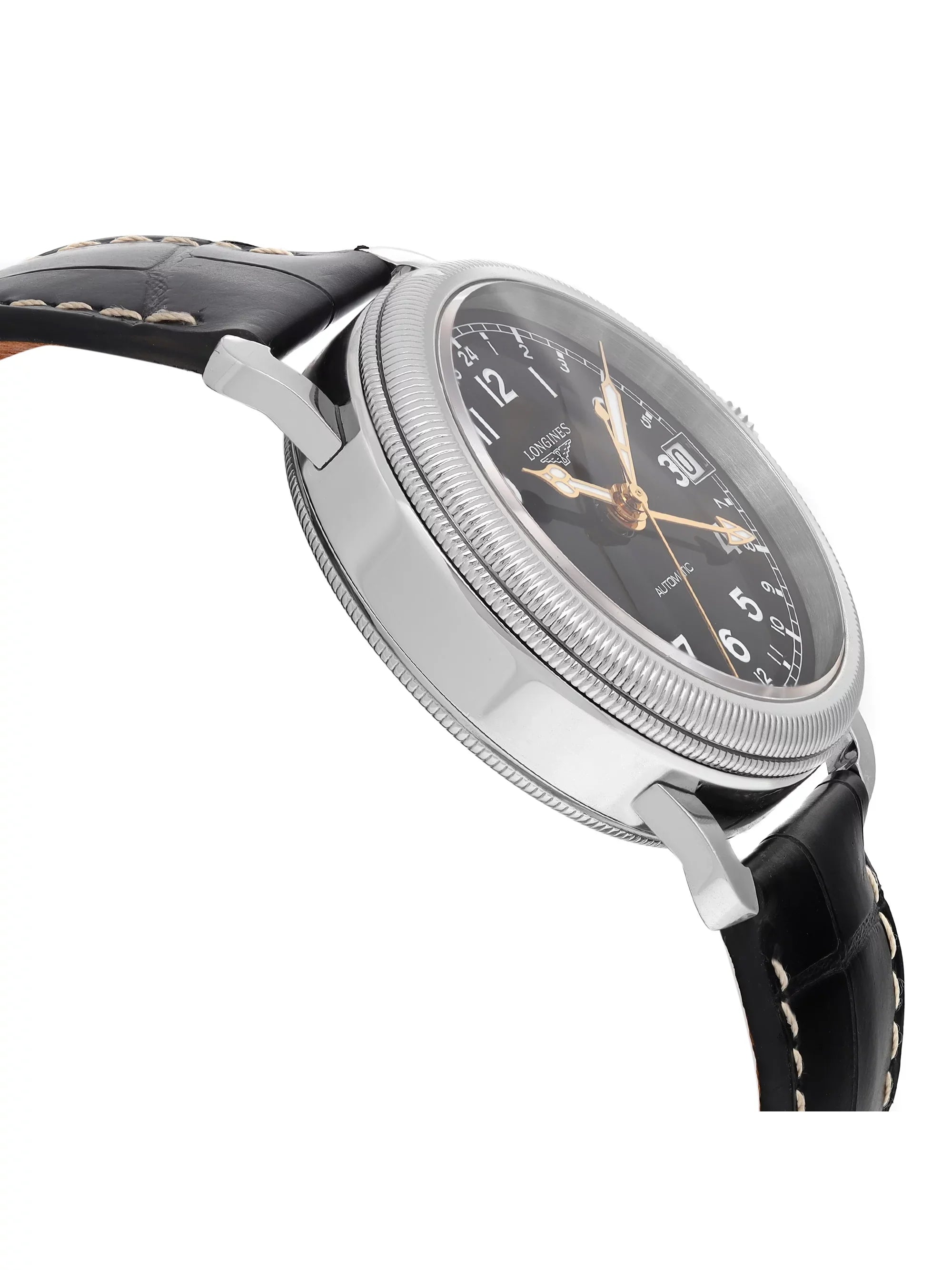 New Longines Heritage Avigation GMT Steel Ebony Automatic Watch L2.778.4.53.2