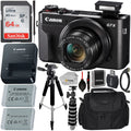 PowerShot G7 X Mark II Digital Camera Ebony with Essential Accessory Bundle - Includes: SanDisk Ultra 64GB SDXC Memory Card, Extended Life Replacement Battery, Tripod, Carrying Case & More