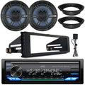 JVC KD-X480BHS Single DIN Bluetooth USB AUX LED AM/FM Radio Stereo SiriusXM Ready Amazon Alexa LED Car Audio Receiver, 2x Enrock 6.5" Speakers with Adapters, FLHX FLHTC Install Harley Dash Kit