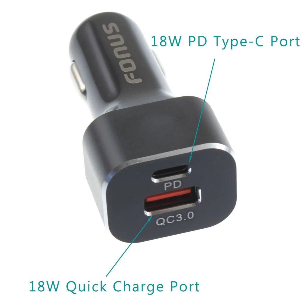 2-Port USB 36W Quick Car Charger w Cord Charger 6ft USB Cable M8J for Dark Motion, Key2, KEYone, LE - BLU G9, Vivo XI Plus 5 - CAT S61 S48c - Coolpad Legacy - Essential Phone (PH-1)