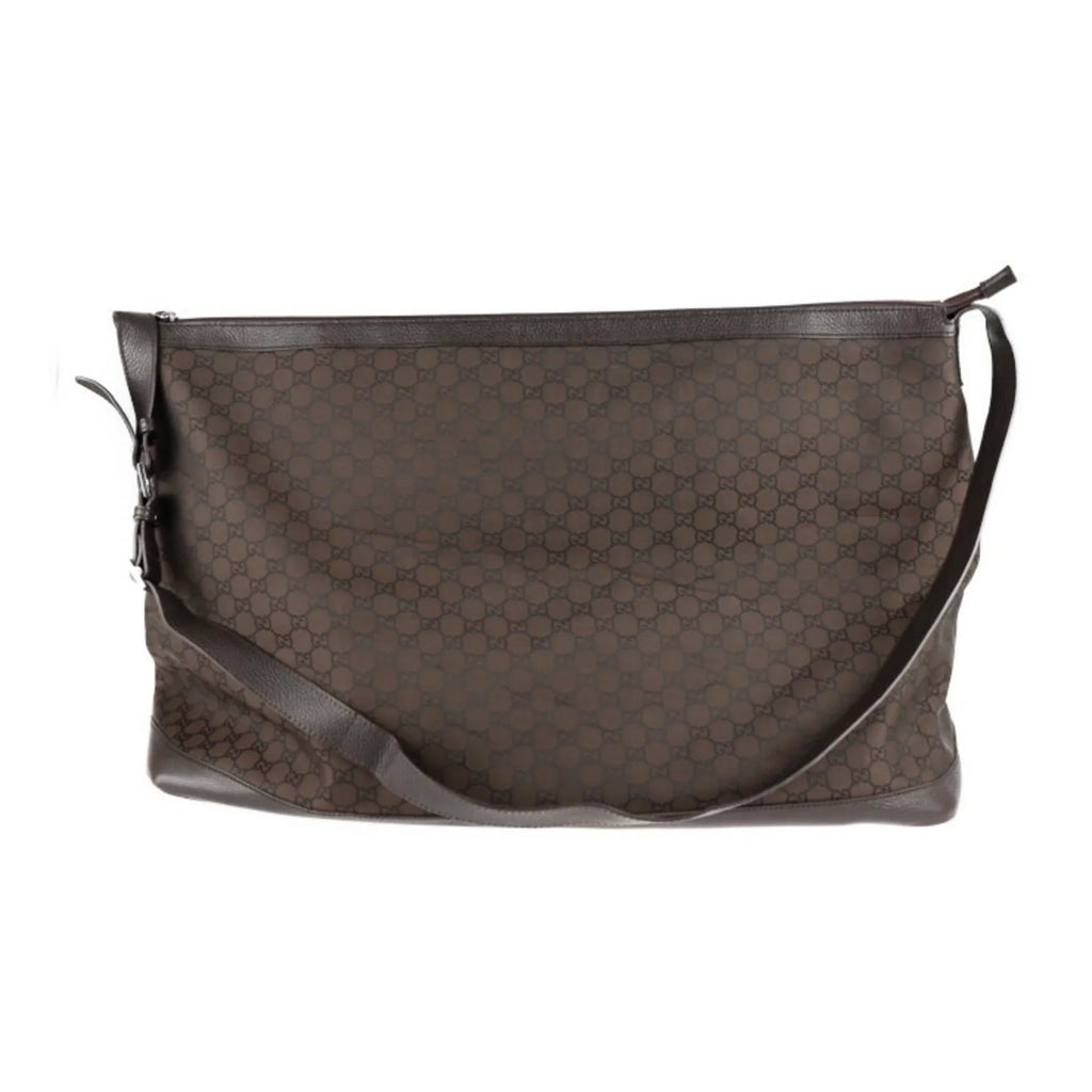 Pre-Owned GUCCI Gucci Boston Bag 105669 GG Nylon Leather Brown Shoulder Travel (Good)