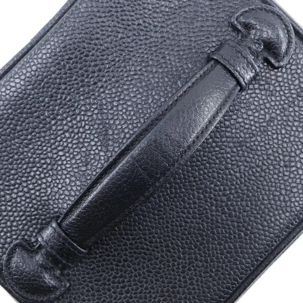 Pre-Owned CHANEL Vanity Handbag Coco Mark Matte Caviar Skin Made in France Jet Zipper Ladies (Good)