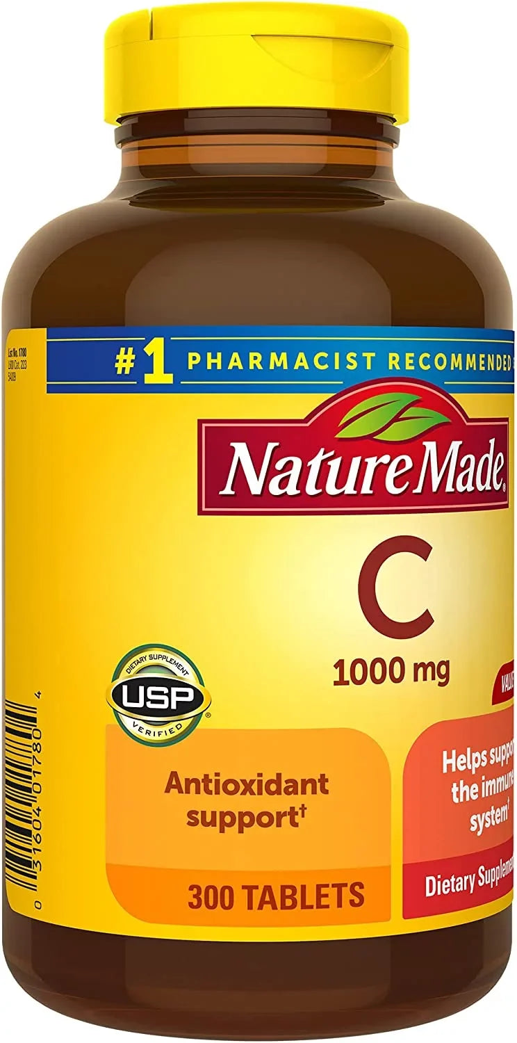 Nature Made Vitamin C 1000 mg, Dietary Supplement for Immune Support, 300 Tablets, 300 Day Supply