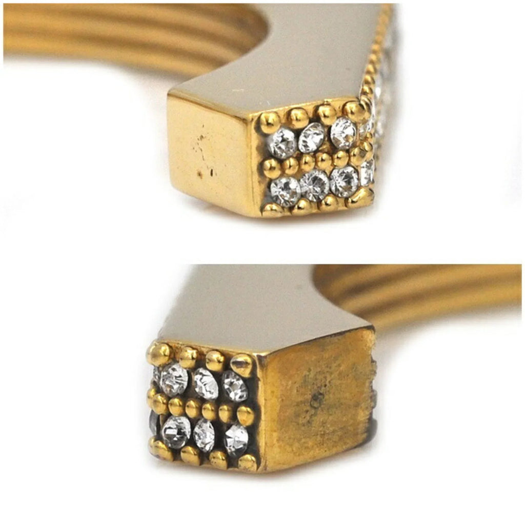 Pre-Owned Burberry Bangle Gold Clear Stone 80326341 M GP Rhinestone BURBERRY Crystal Detail Bracelet Nut Motif Jewelry Cuffs Ladies (Good)