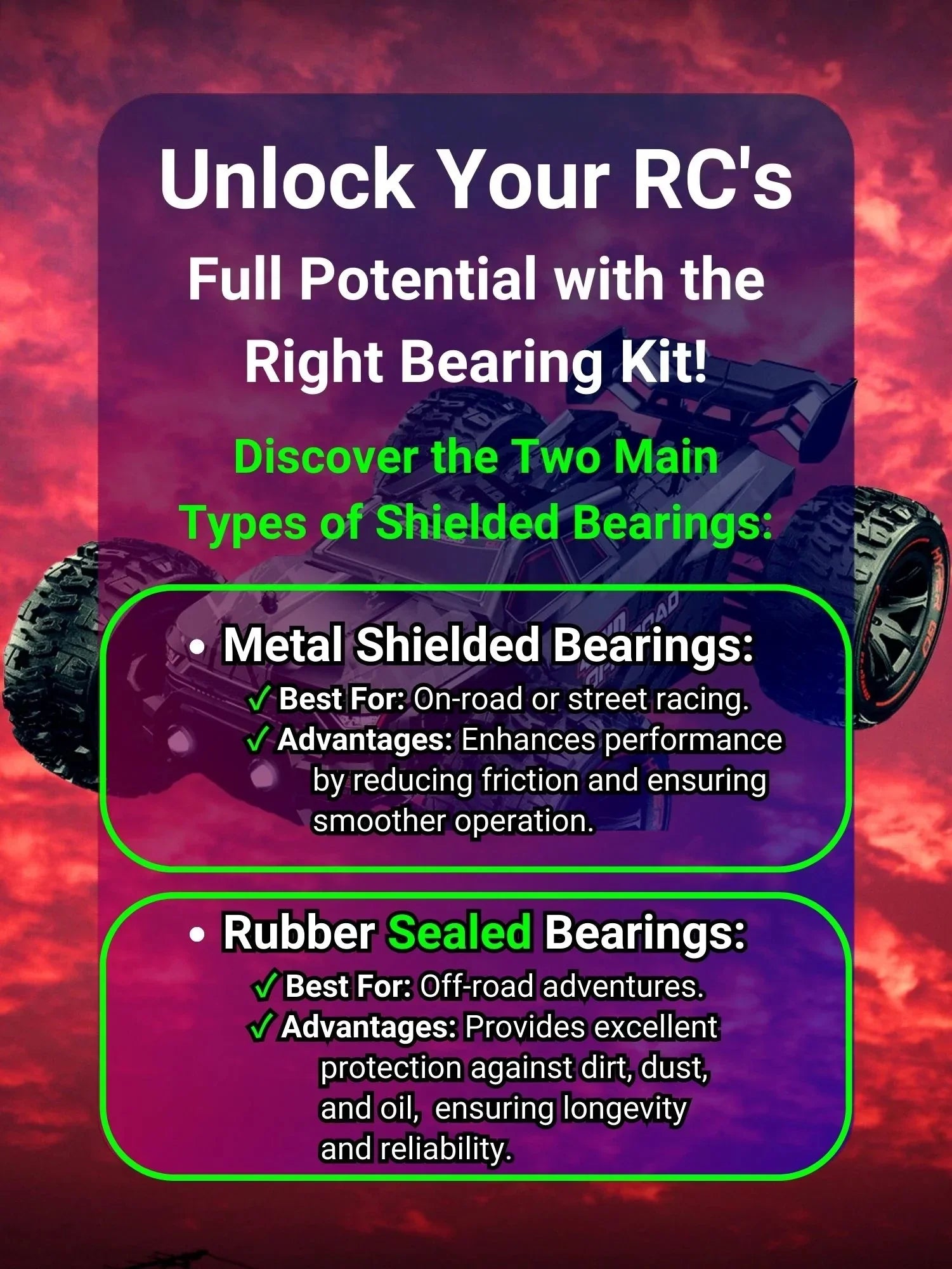 RCScrewZ Metal Shielded Bearing Kit durg004b for Team Durango DESC410R/V2 RC Car - Complete Set