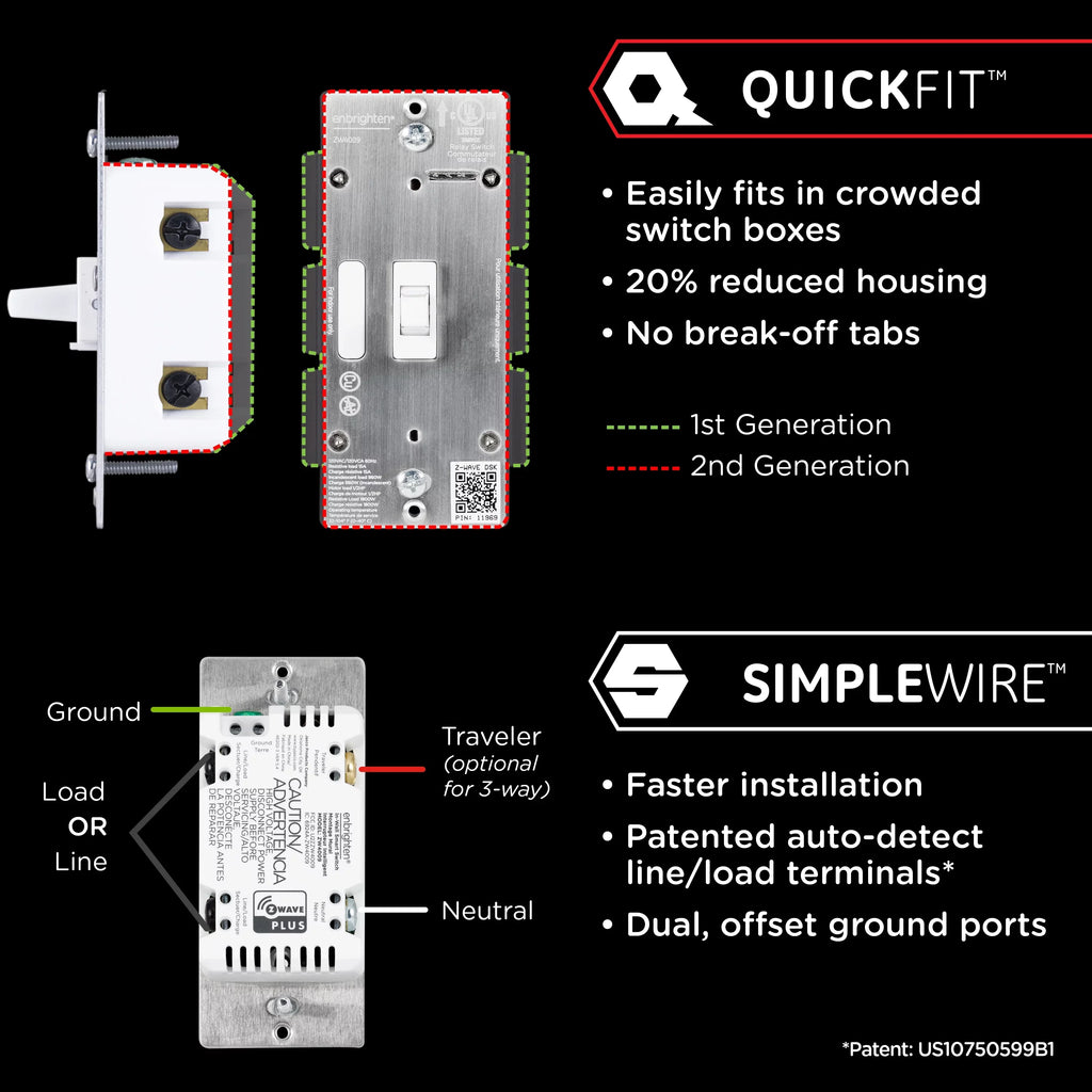 Enbrighten Z-Wave Plus Smart Toggle Light Switch, Z-Wave Hub Required, 46202, White
