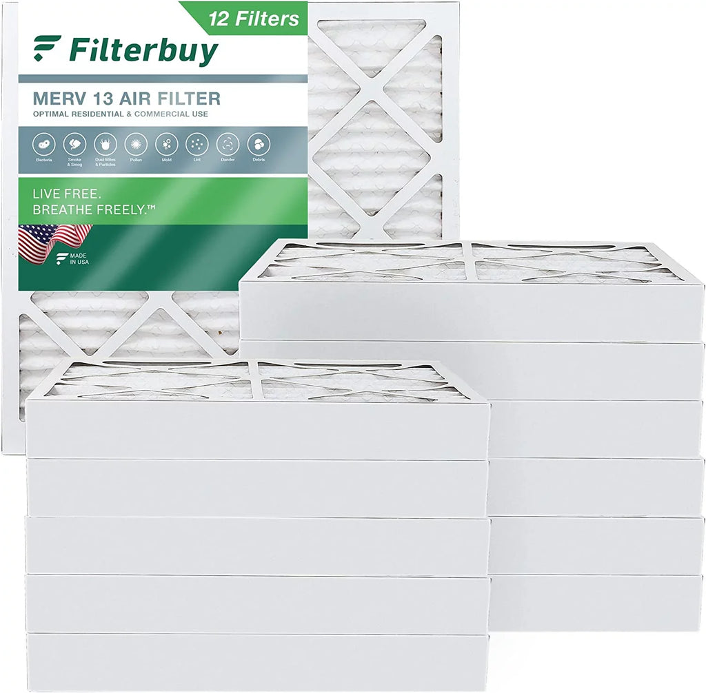 Filterbuy 25x25x4 MERV 13 Pleated HVAC AC Furnace Air Filters (12-Pack)