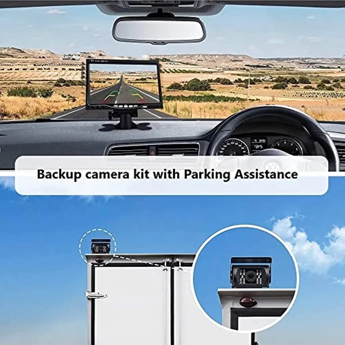 Bileeko RV Rear View Camera Monitor System 7 inch with 2 Night Vision Rearview Camera for Truck Trailers Bus