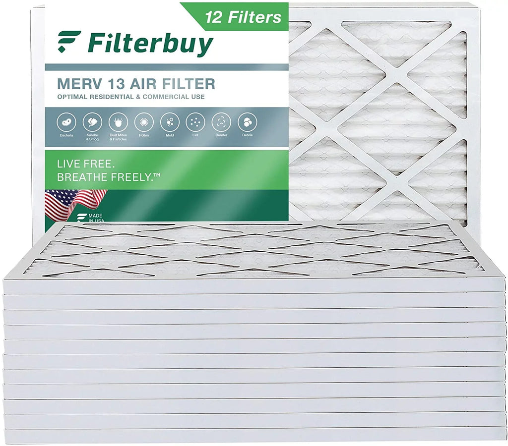 Filterbuy 18x20x1 MERV 13 Pleated HVAC AC Furnace Air Filters (12-Pack)