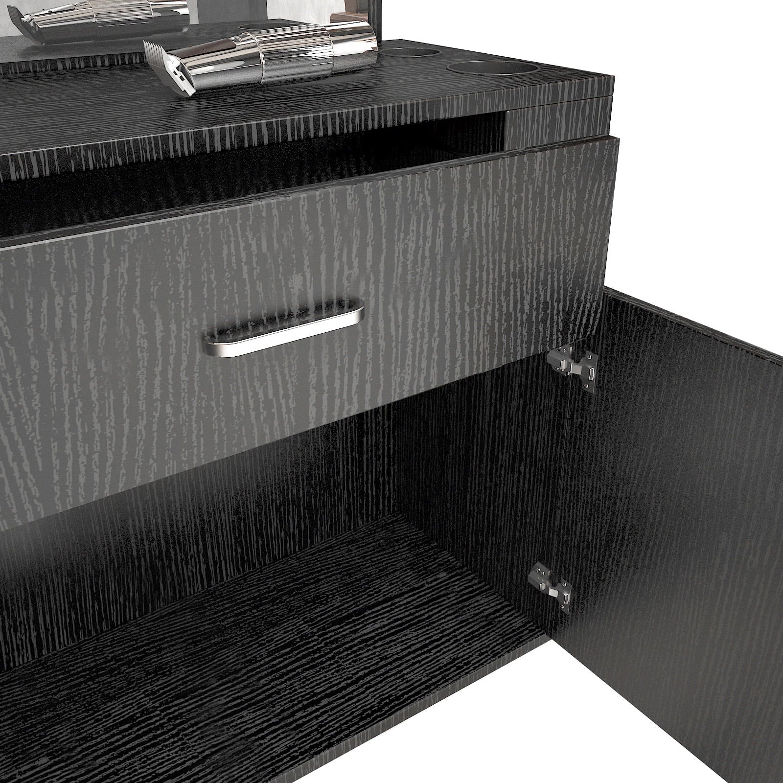 Artist Hand Wall Mount Barber Salon Station Hair Styling Makeup Spa with Mirror, Drawer, 2 Doors Ebony
