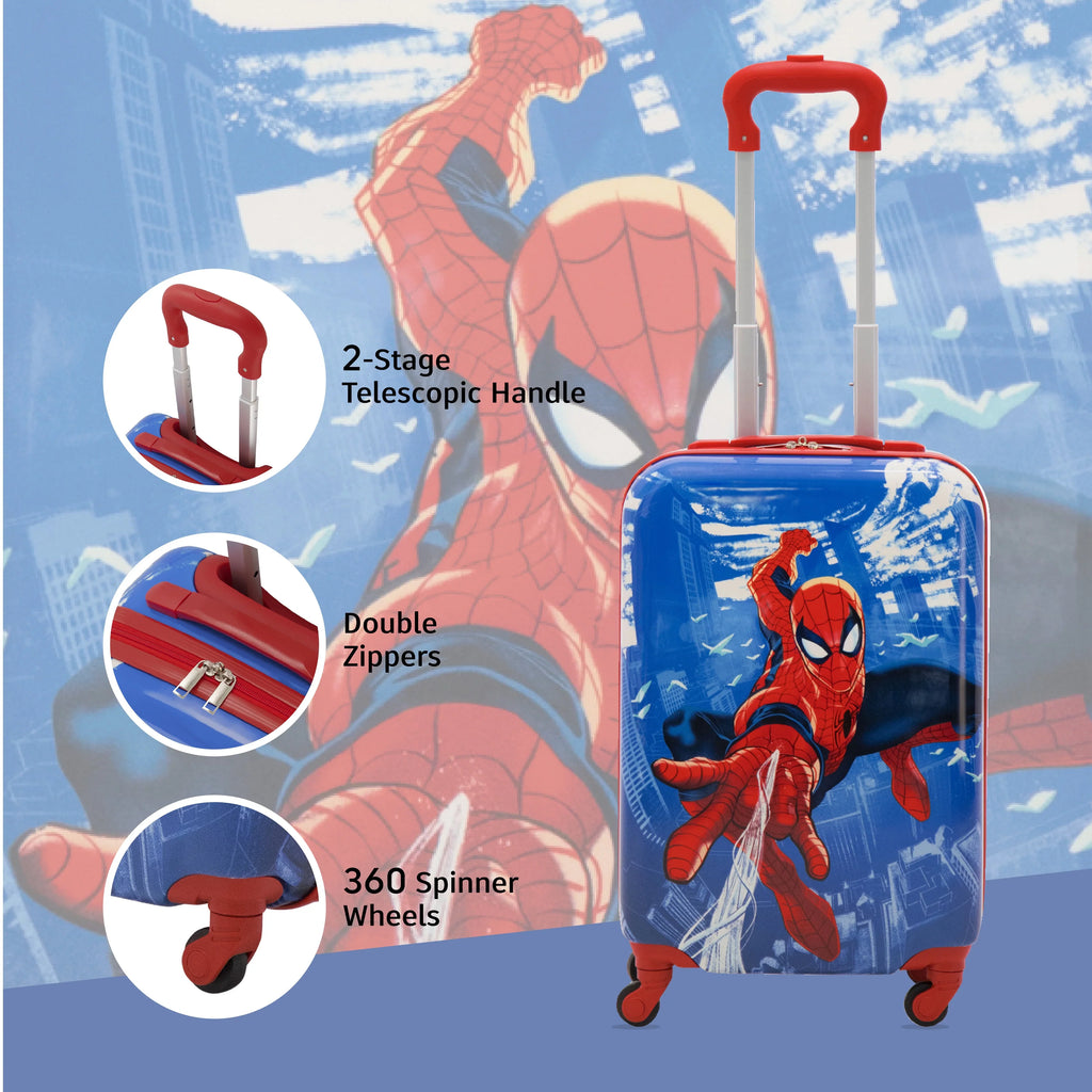 Marvel Spider-Man 21 Inch Kids Rolling Luggage, Hardshell Carry On Suitcase with Wheels, Blue