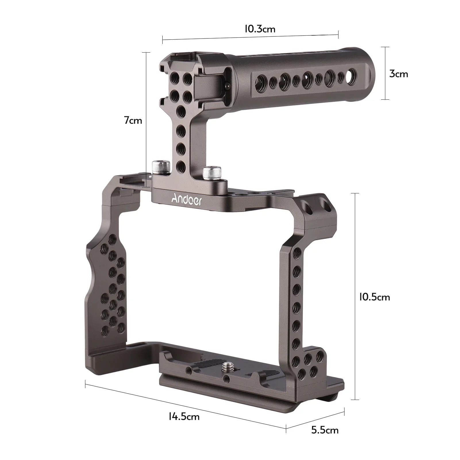 Andoer Aluminum Alloy Camera Cage Kit with Video Rig Handle Grip Replacement for A7R III/ A7 II/ A7III