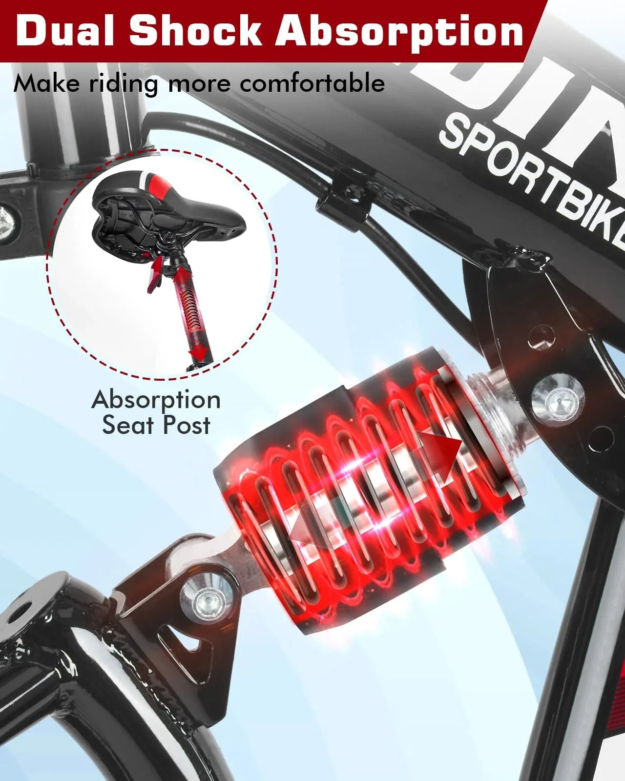 Zacro 26 Inch Folding Mountain Bike, Upgraded 24 Speed/Carbon Fiber Wheels MTB Bicycle, Shock Absorbers High-Carbon Steel & Dual Disc Brake City Road Bikes, Red