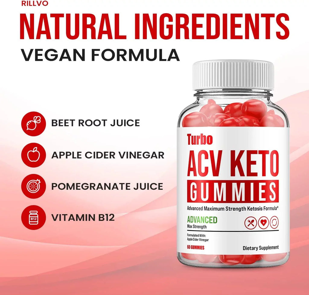 3 Pack Turbo ACV Keto Gummies Turbo ACV + Keto Advanced Keto Formula Plus Cider Vinegar Keto Gummies Dietary Supplement B12 Beet Root Juice Men Women 180 Gummies