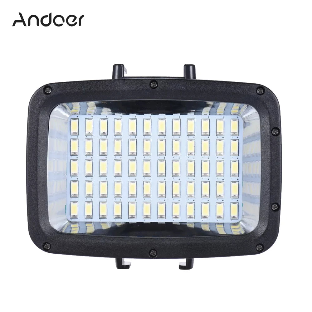 Andoer Ultra Bright 1800LM 3 Modes Waterproof Underwater 40m 5500K 60pcs Diving Fill-in Video Studio Photo for GoPro Hero 10 Yi SJCAM Action Cam & for DSLR w/ Hot Shoe Mount + 3 * Filte