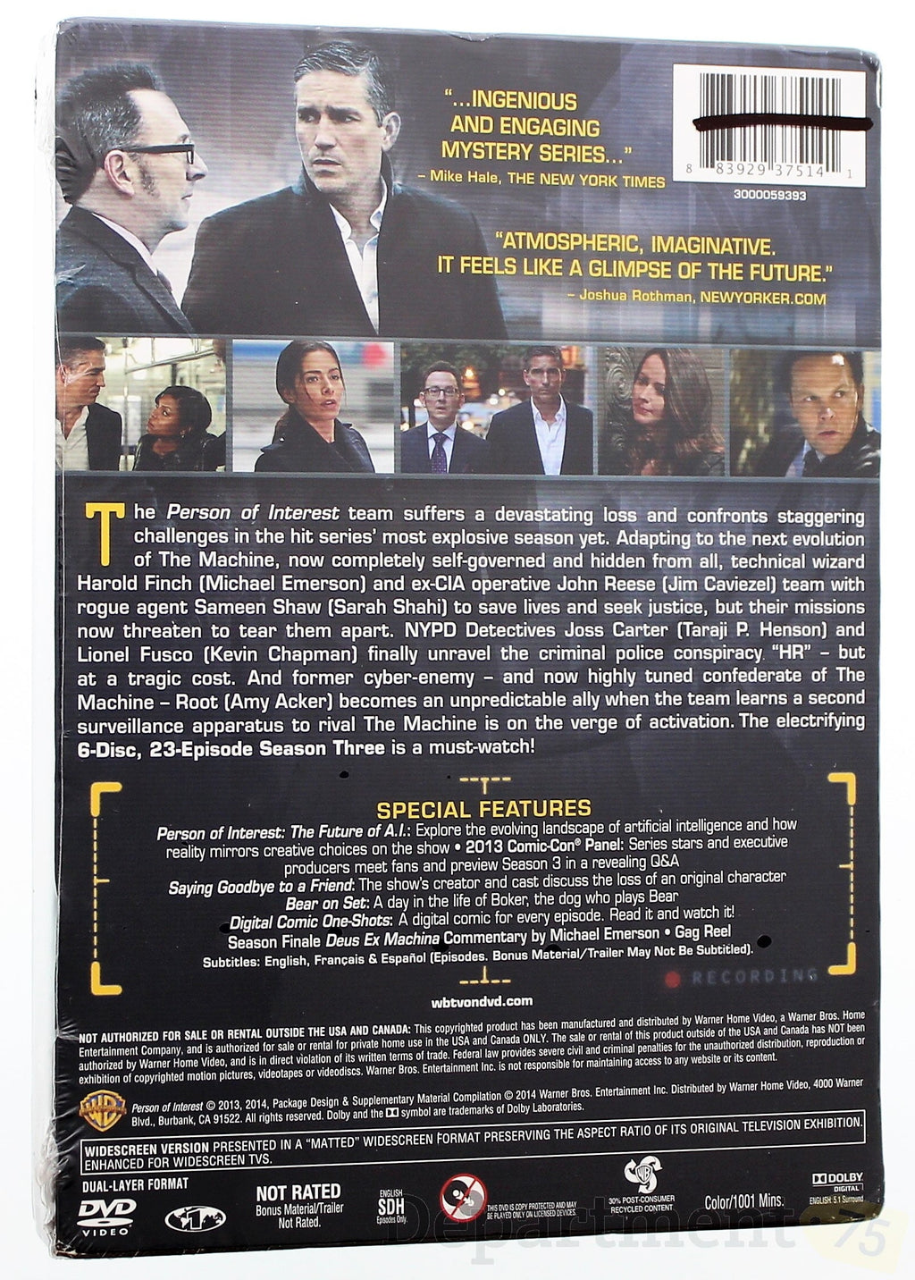 Person of Interest: The Complete Third Season (DVD), Warner Home Video, Action & Adventure