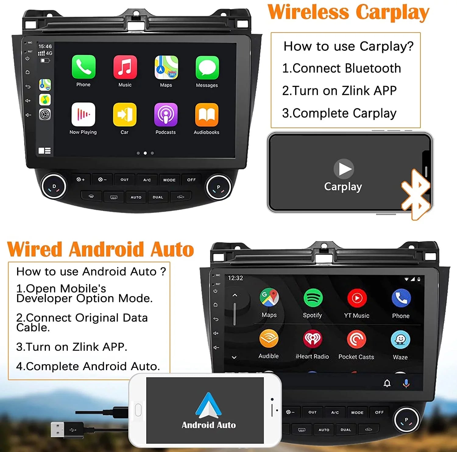 Binize Car Stereo Featuring CarPlay&Android Auto 10 Inch Android10 for Honda Accord 7th 2003 2004 2005 2006 2007