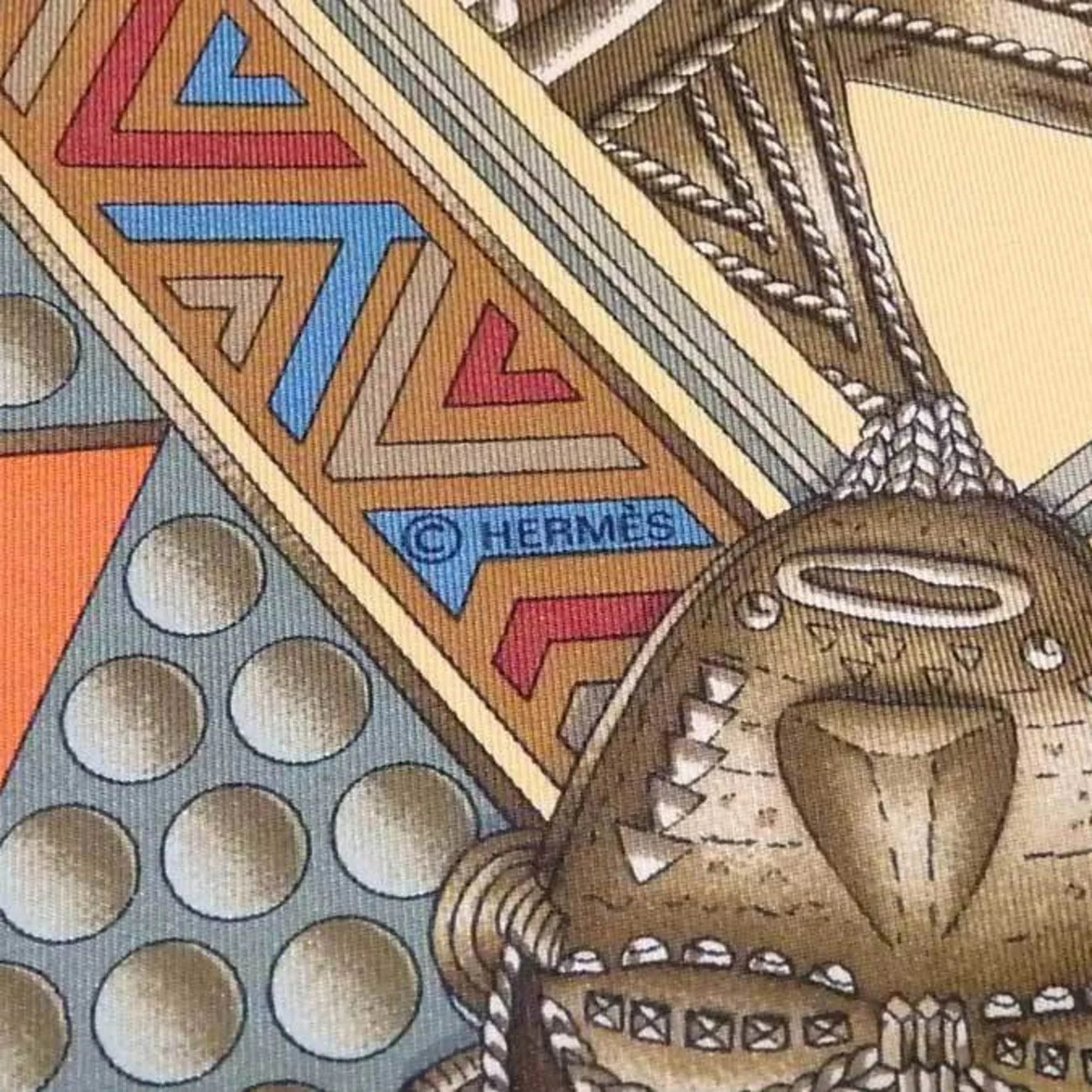 Pre-Owned Hermes HERMES scarf Carre 90 LOR DES CHEFS silk multicolor ladies (Good)