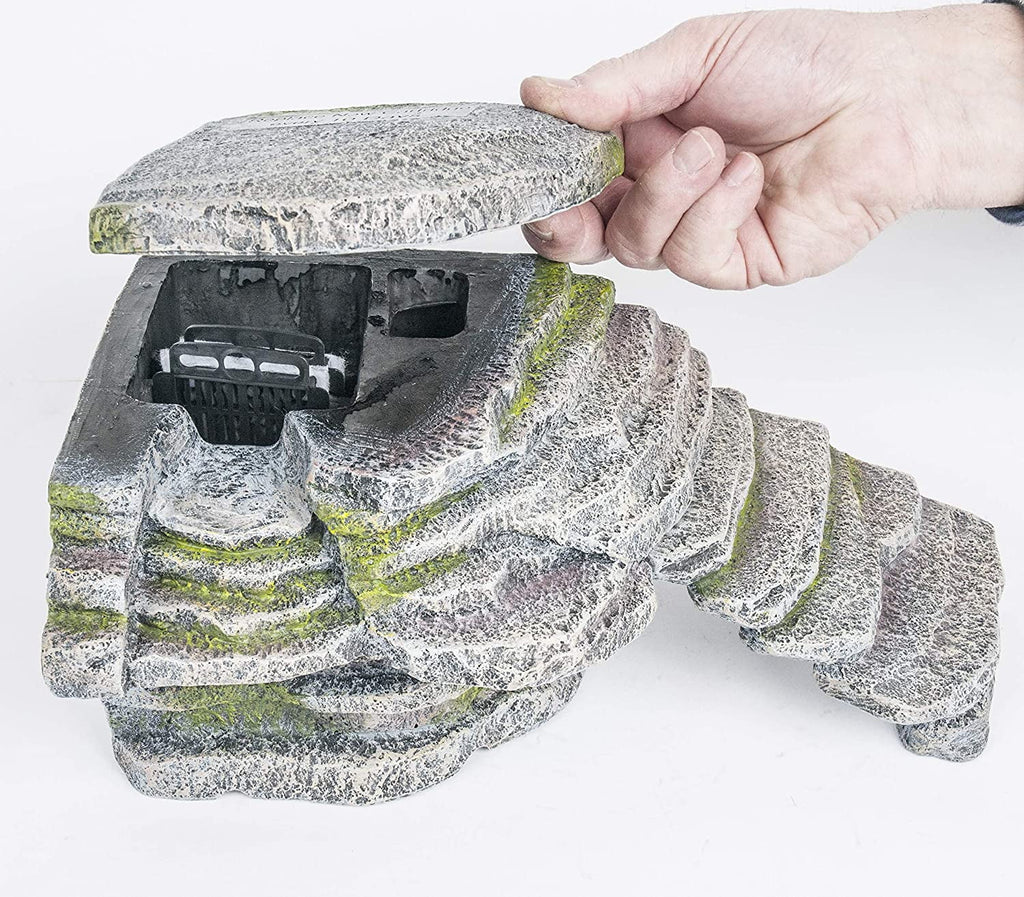 Penn-Plax Reptology Crystal-Falls Tiered Water Filtration System for Turtles and Amphibians, Gray