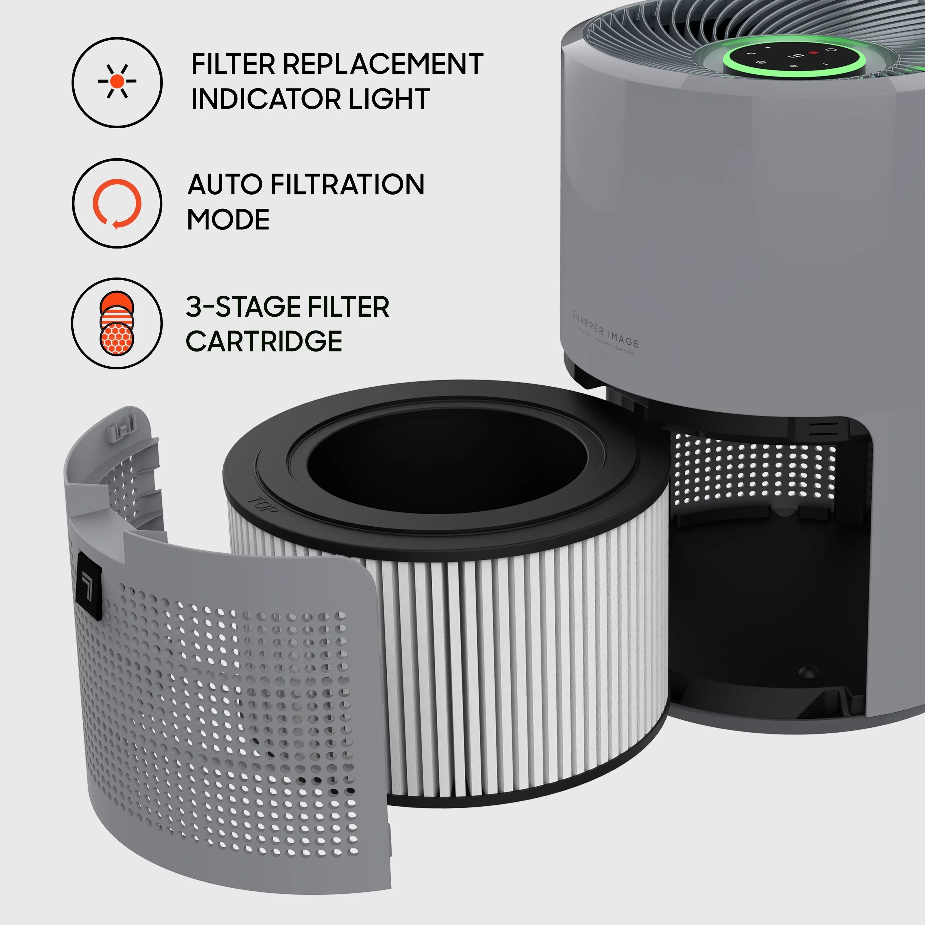 Sharper Image True HEPA Air Purifier, Covers up to 350 Sq. Ft., Gray (New)