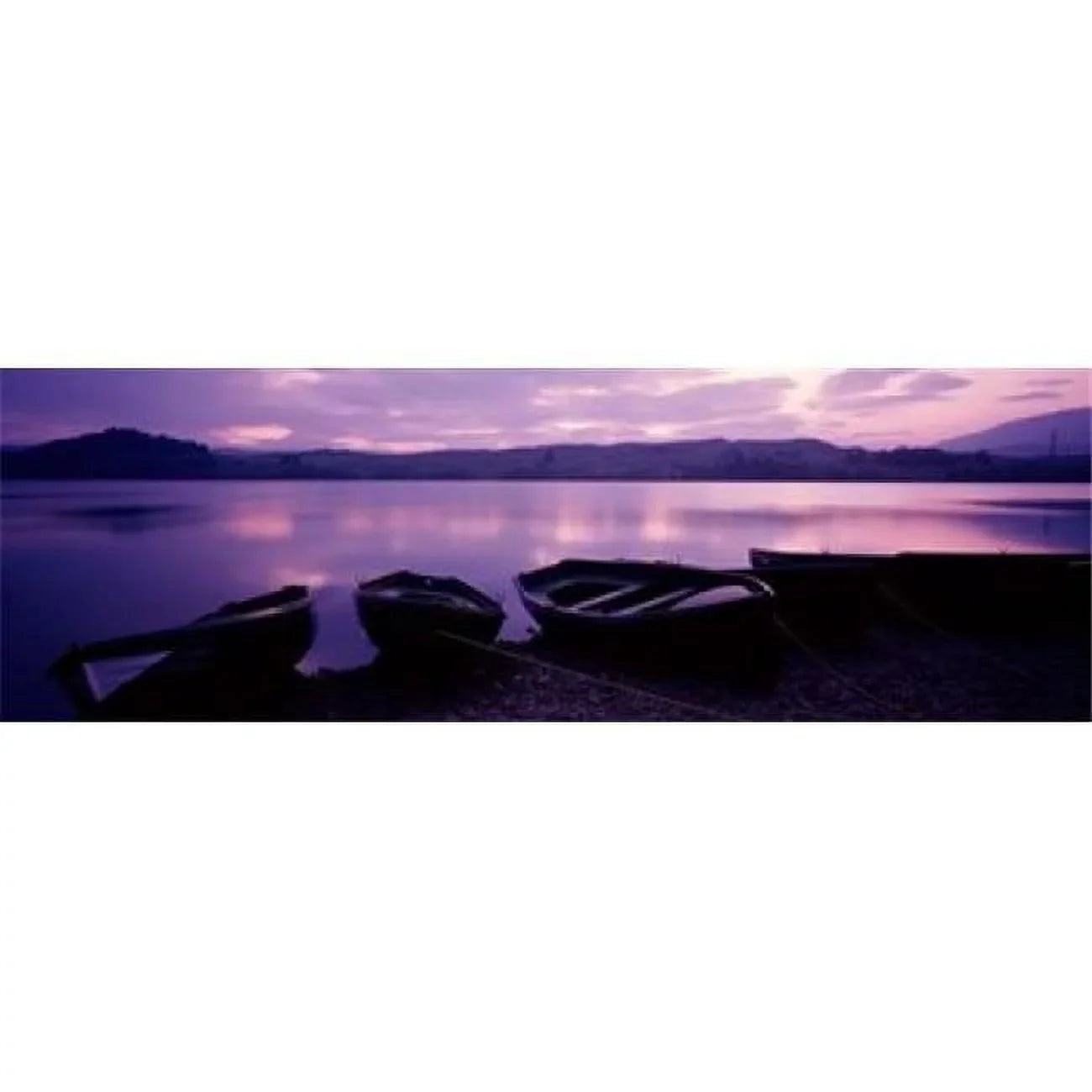Panoramic Images Sunset Fishing Boats Loch Awe Scotland Poster Print by Panoramic Images - 36 x 12