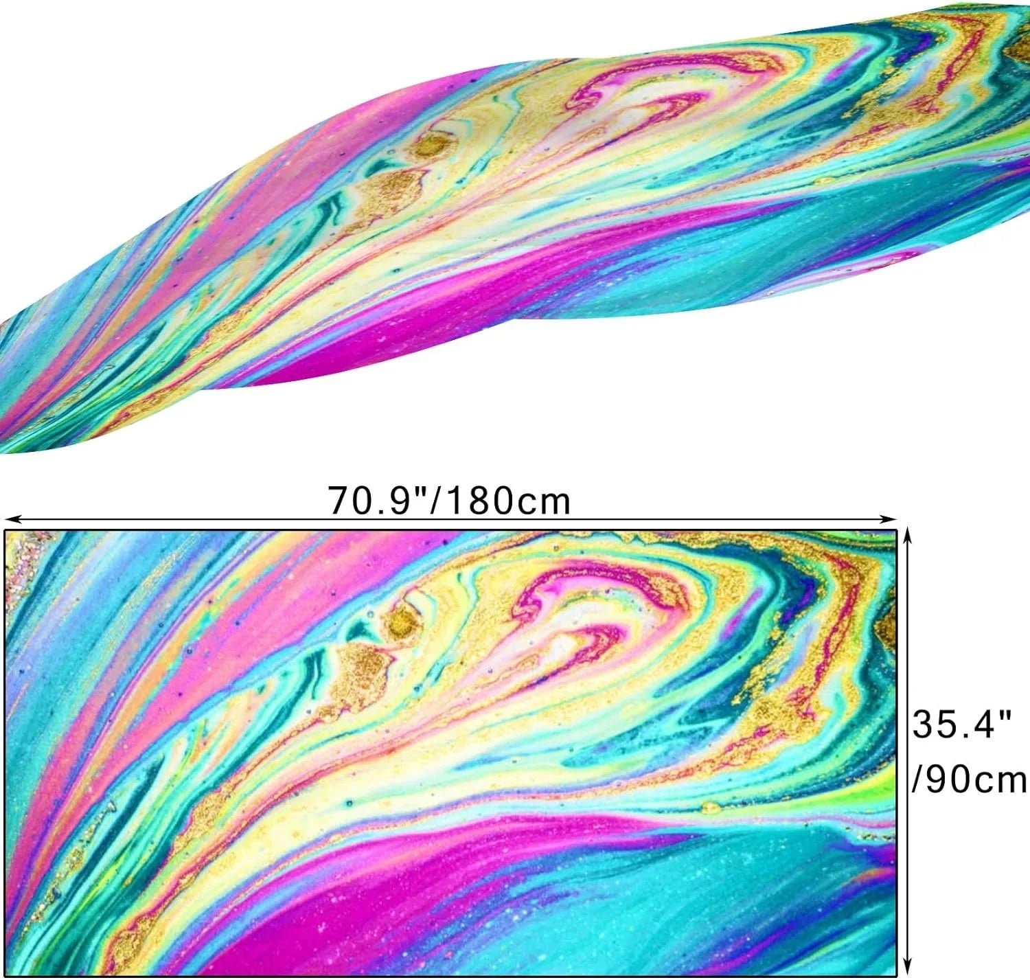 Hyjoy Watercolor Marble Art Long Silk Neck Scarf Load Shawl Wrap Scarves for Women Girls