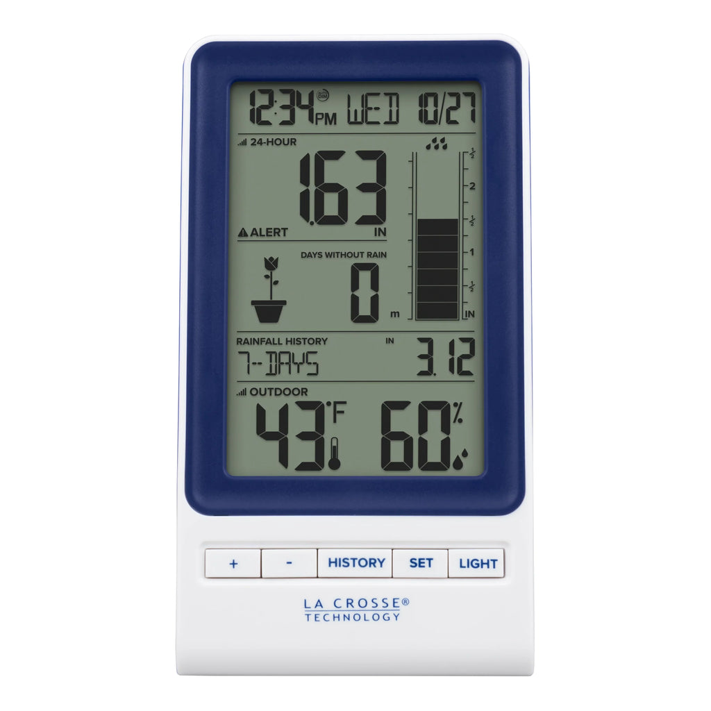 La Crosse 724-1415BL LCD Wireless Rain Station with Temperature and Humidity Sensor