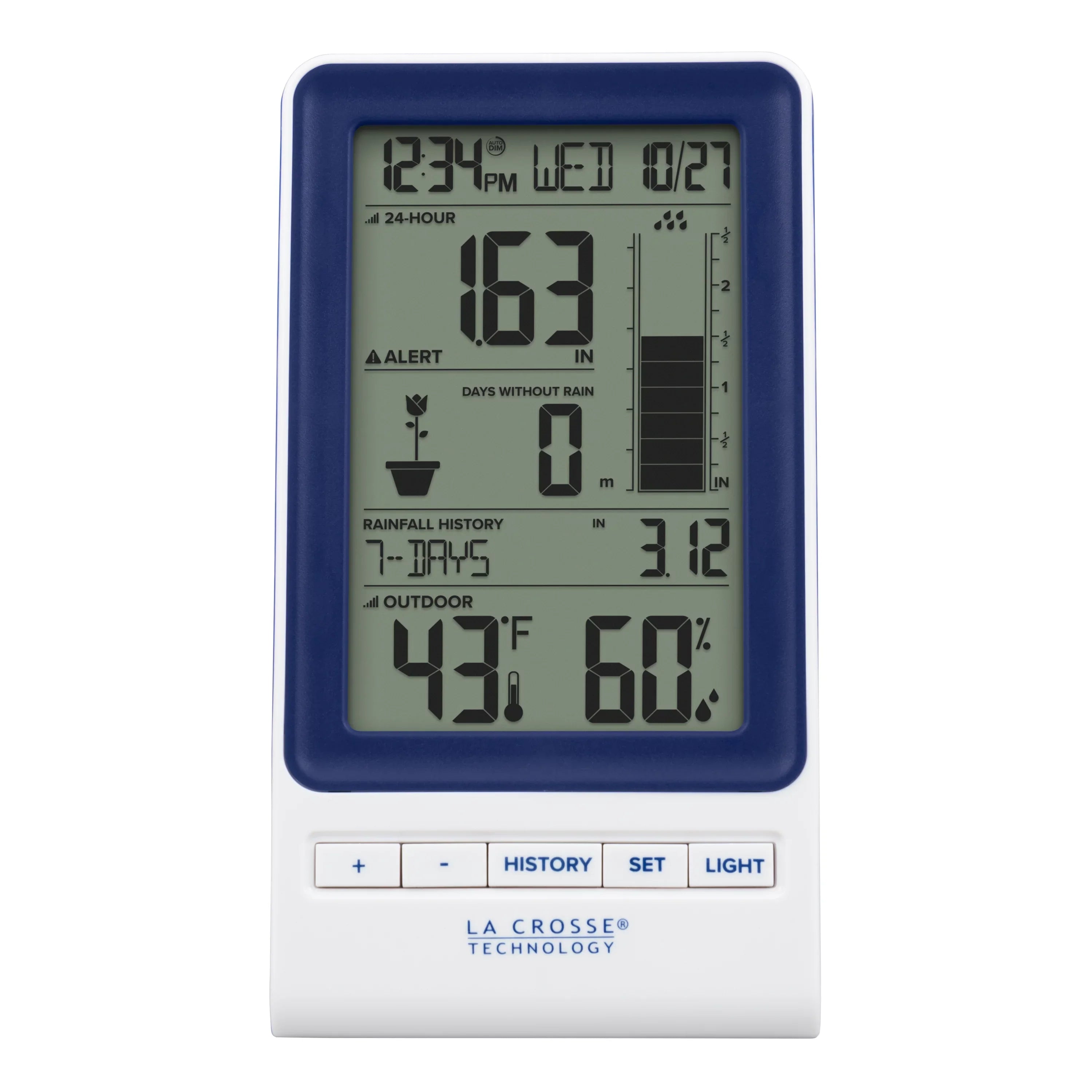 La Crosse 724-1415BL LCD Wireless Rain Station with Temperature and Humidity Sensor